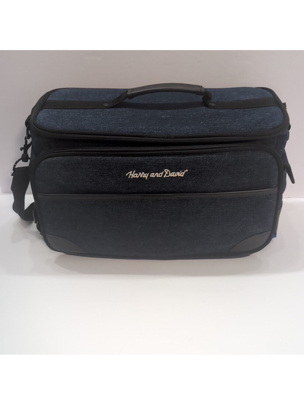 Harry & David Denim Insulated Picnic Cooler w/ Picnic Kit Zipper Long w/ Strap